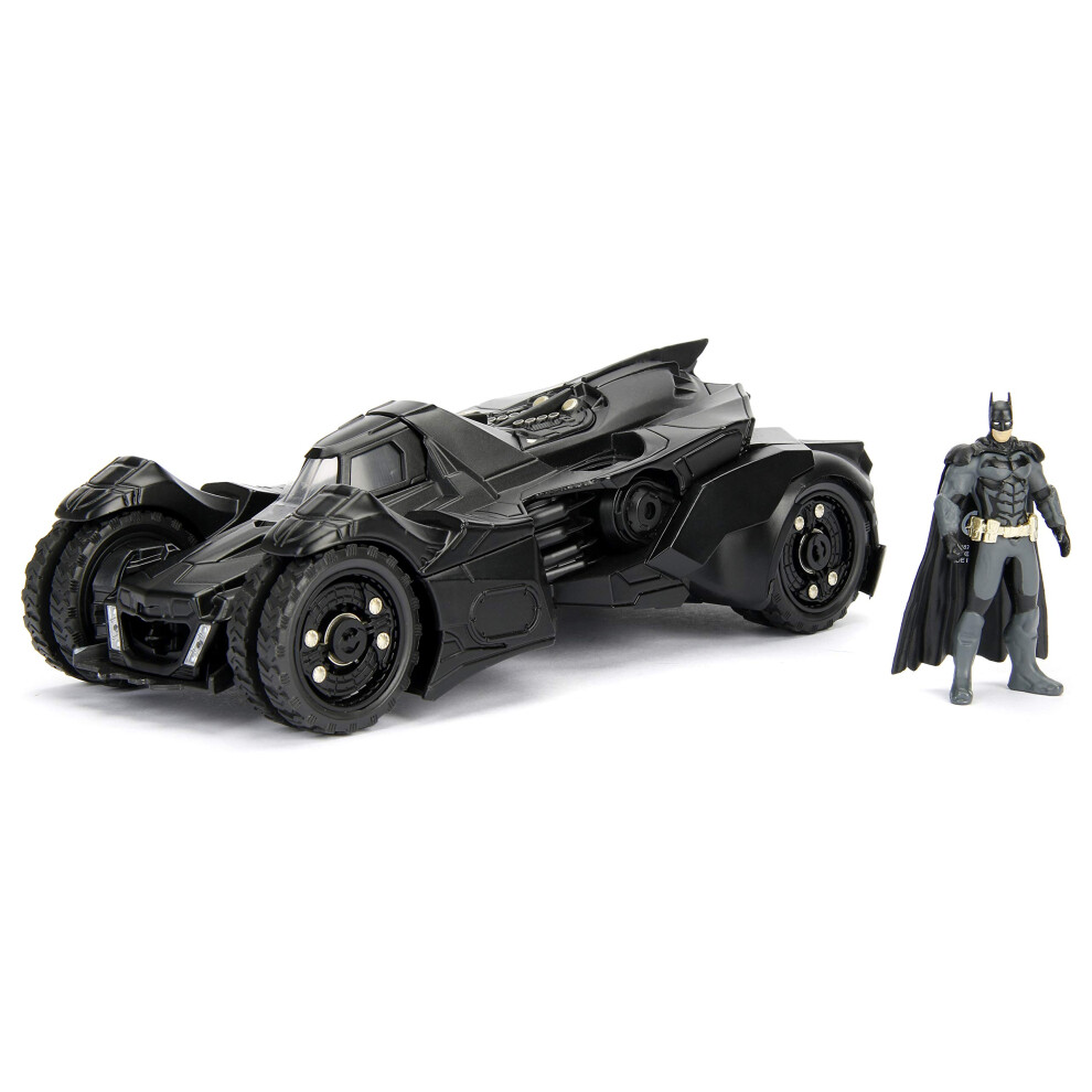 Jada Toys DC Comics Batman 2015 Arkham Knight Batmobile & Batman Metals Die-cast collectible toy vehicle with figure, Black, 1:24 Scale