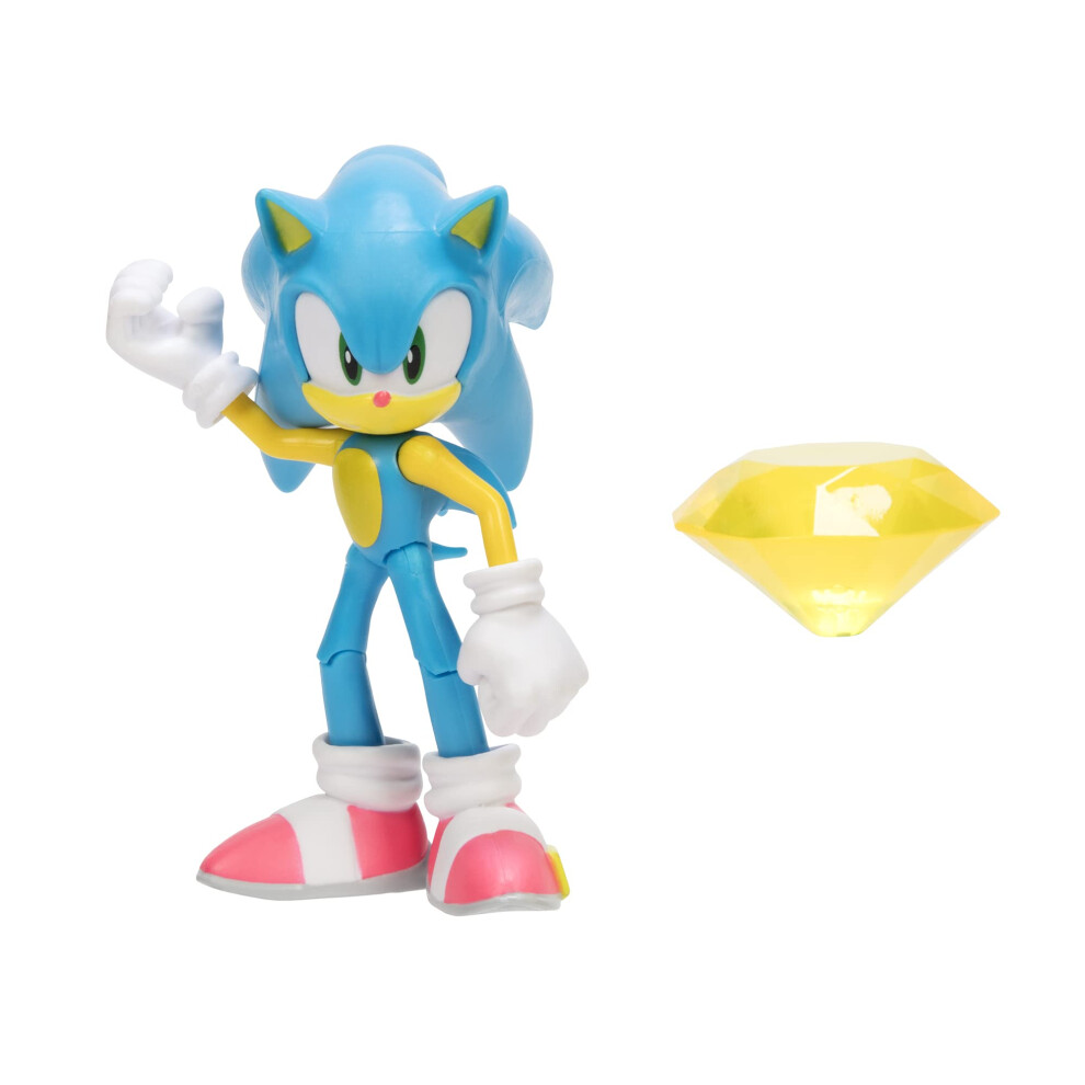 Photos - Action Figures / Transformers Sonic The Hedgehog 4-Inch Action Figure Modern Sonic with Yellow Chaos Emerald Collectible Toy Green,Yellow