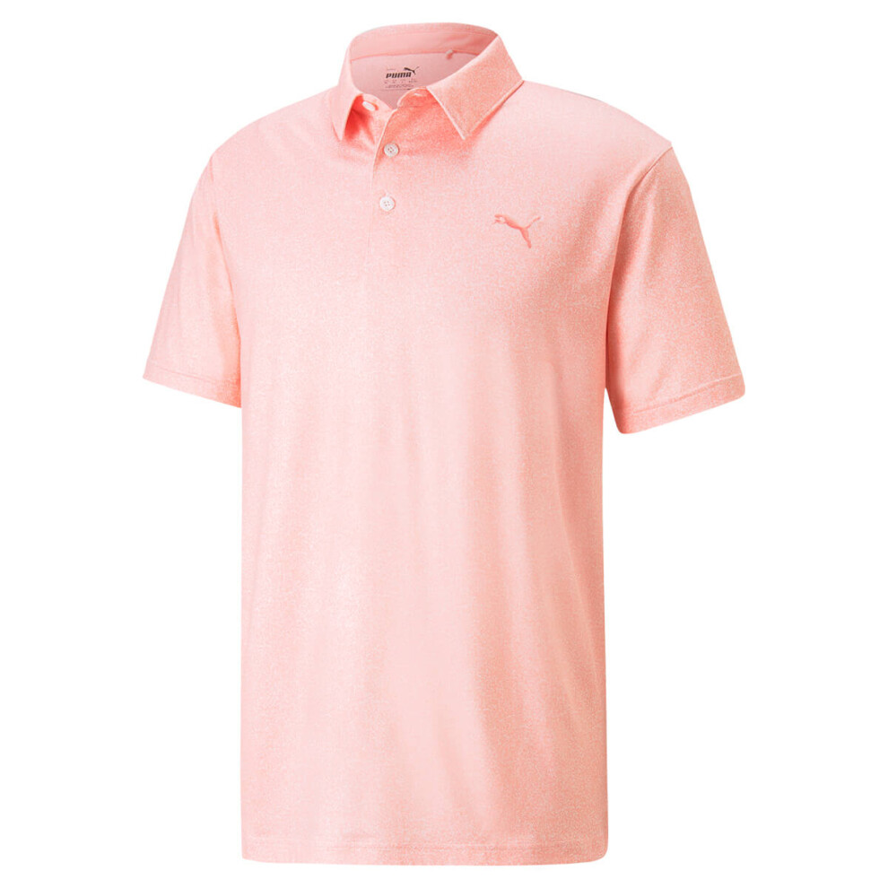 (S, Flamingo Pink) Puma Golf Mens Cloudspun Primary Moisture Wicking UPF 40+ Polo Shirt