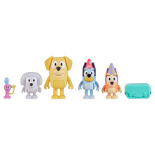 Bluey Figuren 4-Pack - Pass The Parcel 2.5-3 inch, Inclusief Bingo, Lucky's Dad en Lila met Accessoires
