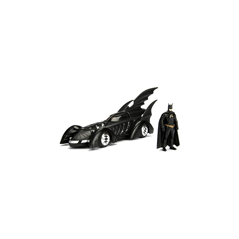 Jada Toys DC Comics Batman Forever Batmobile & Batman Figure 1:24 Die - Cast Vehicle with Figure Matte Black