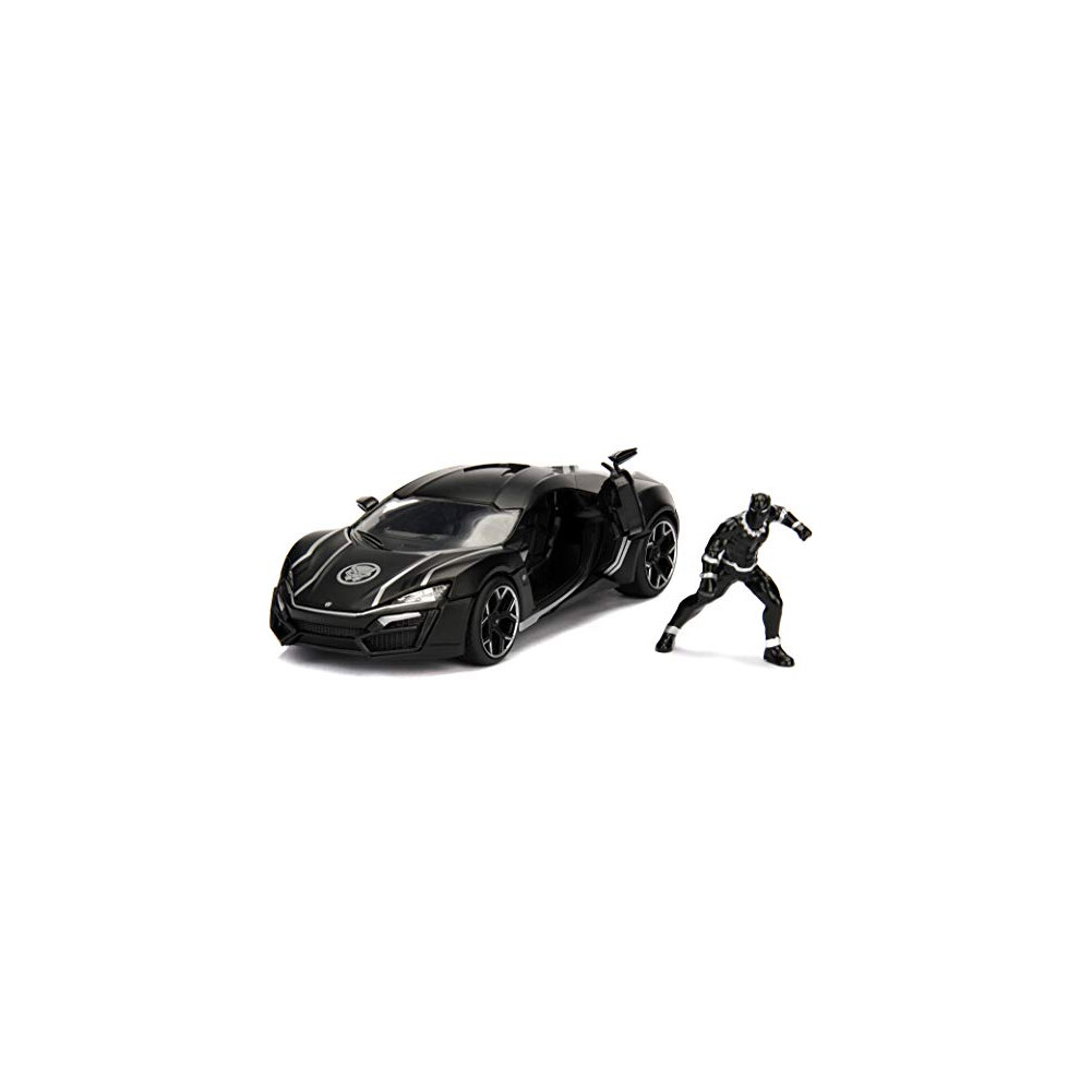 Marvel Black Panther & Lykan Hypersport Die-cast Car, 1:24 ScaleVehicle & 2.75 Collectible Figurine