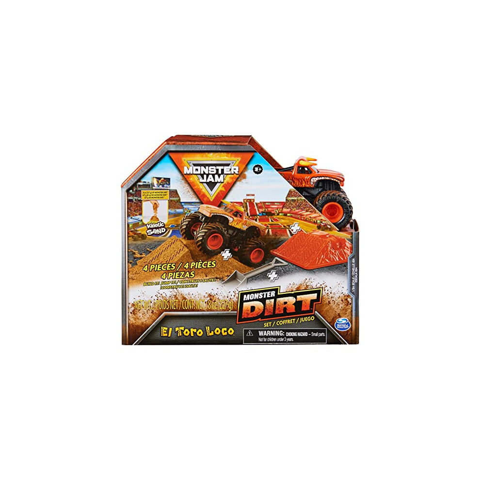 Monster Jam, El Toro Loco Monster Dirt 8oz Starter Set and Official 1:64 Scale Die-Cast Monster Truck, Kids Toys for Boys Ages 3 and up