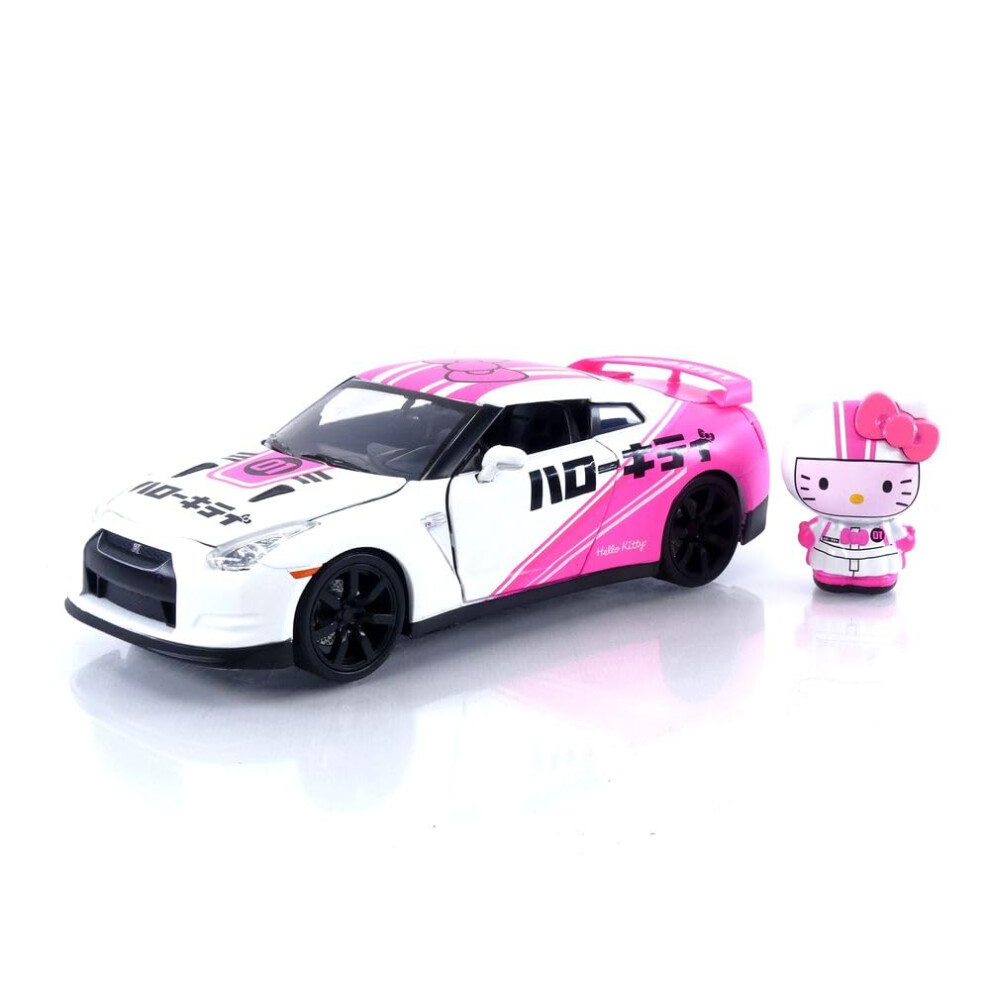 Jada Toys Toyko Speed 1:24 2009 Nissan GT-R R35 Die-cast Car & Hello Kitty Racing Figure, Toys for Kids and Adults