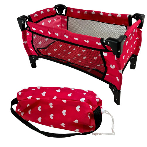 The New York Doll Co Κούκλα Fold n' Store Pack N' Play - Παιχνίδι με Καρδιές