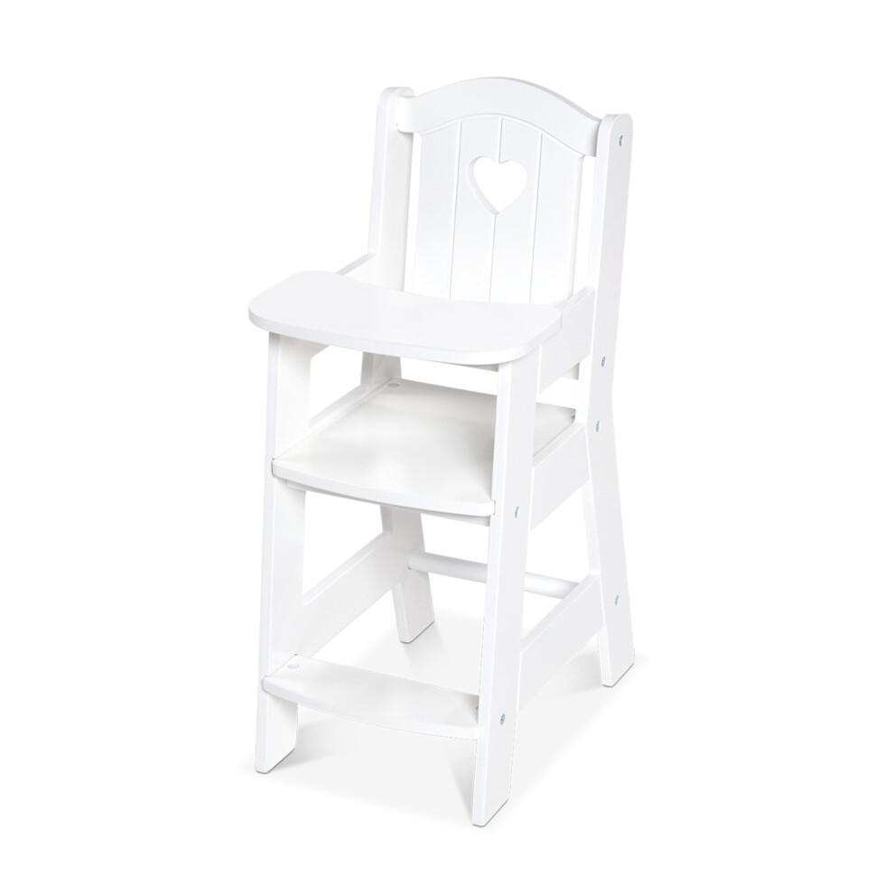 Melissa & Doug Mine to Love Wooden Play High Chair for Dolls, -Stuffed Animals - White (18H x 8W x 11D Assembled)