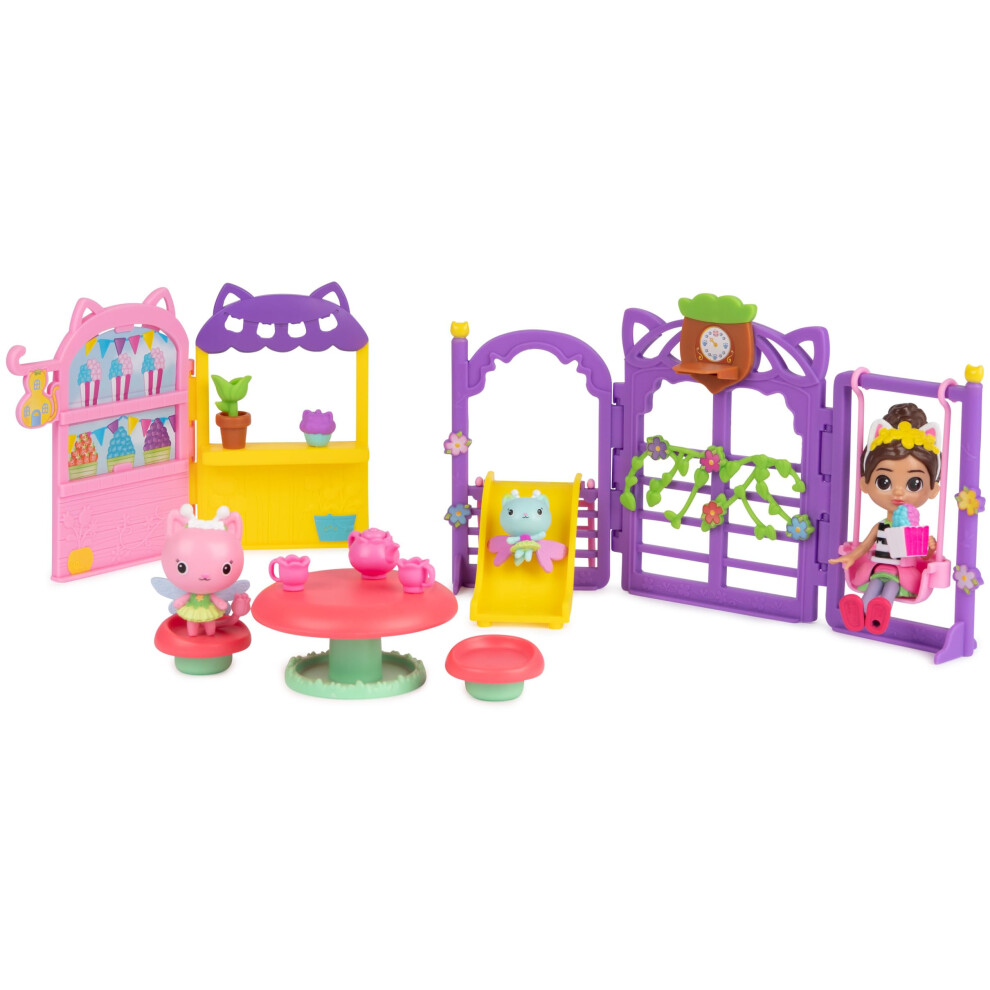 Gabbys Dollhouse, Kitty Fairy Garden Party, 18-Piece Playset with 3 Toy Figures, Surprise Toys & Dollhouse Accessories, Kids Toys for Girls & Boys 3+