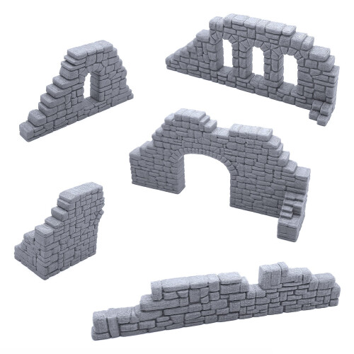 EnderToys Σετ Κατεστραμμένων Τειχών A, Τοπίο για 28mm Miniatures Wargame