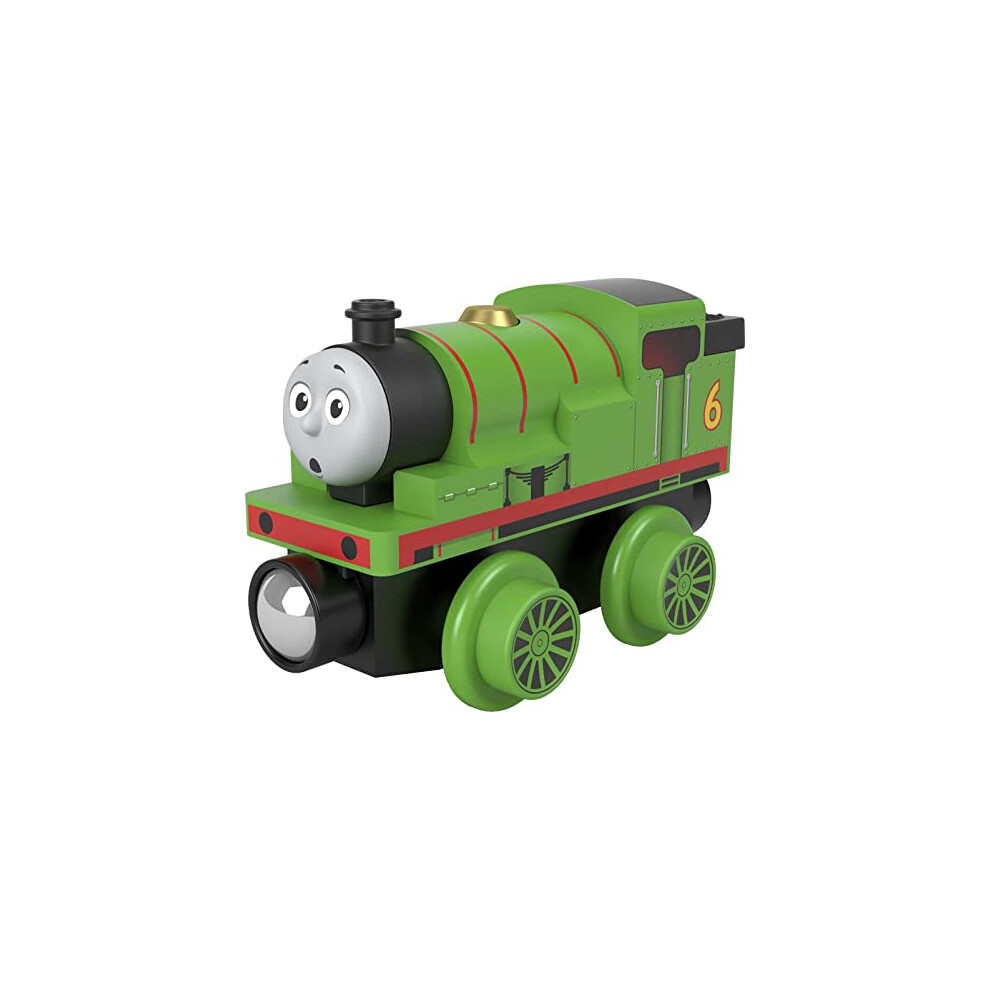 Thomas & Friends Wooden Railway Percy Engine, Push-Along Toy Train Made from sustainably sourced Wood for Toddlers and Preschool Kids