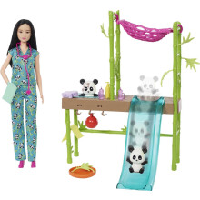 Barbie Careers Doll & Playset Baby Panda Care and Rescue with Vet Doll 2 Color-Change Pandas & 20+ Accessoires
