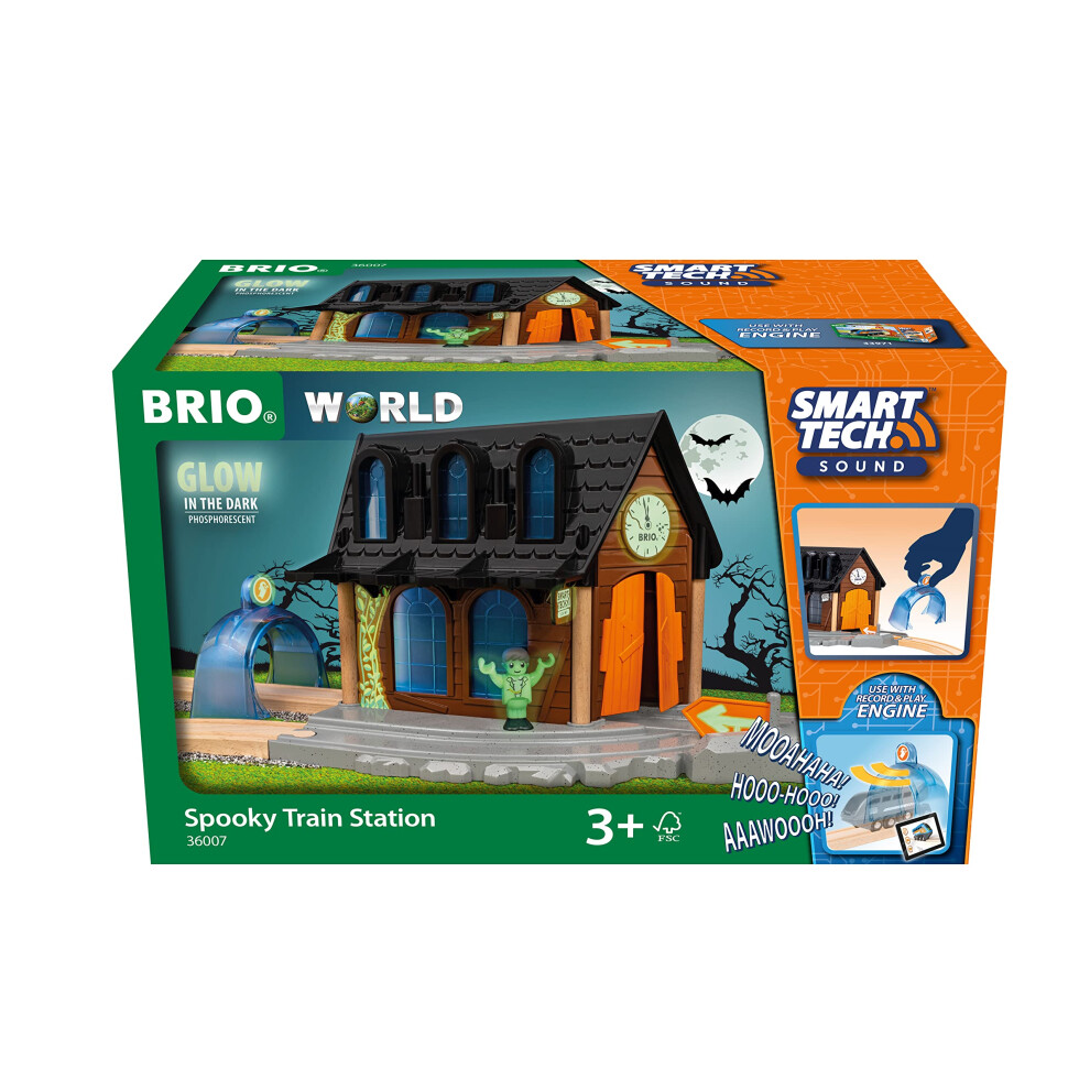 BRIO World - 36007 Smart Tech Sound Spooky Train Station Train Set Accessory Toy for Kids Age 3 Years and Up