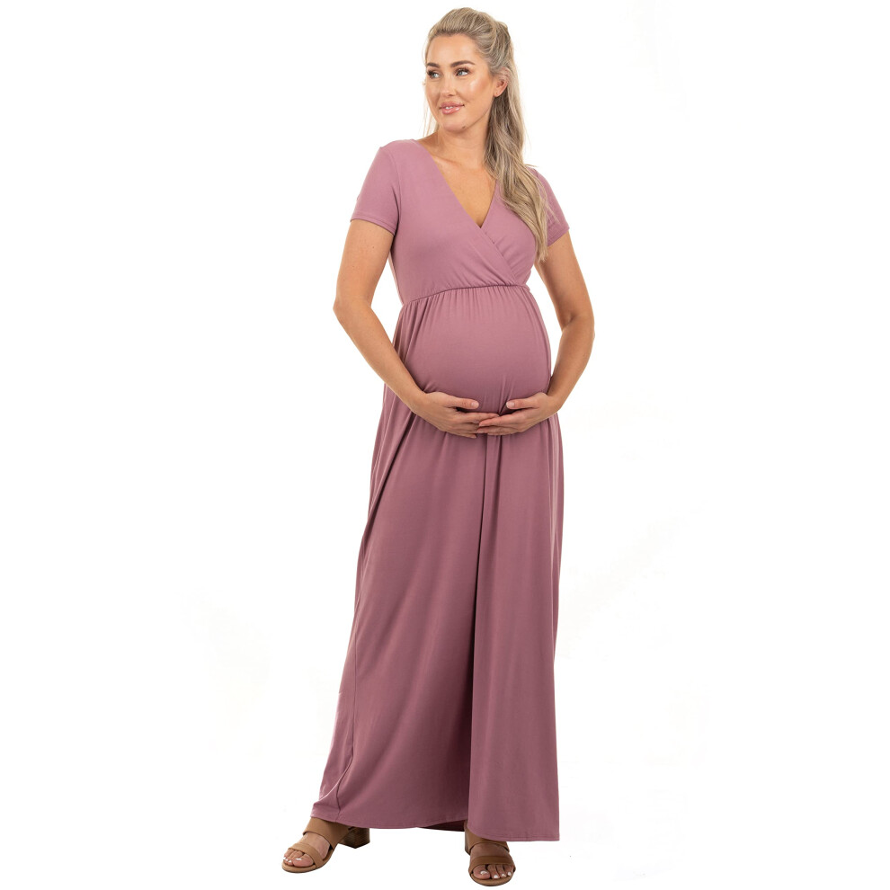 Robe longue portefeuille ? manches courtes et taille fronc?e de maternit? Mother Bee