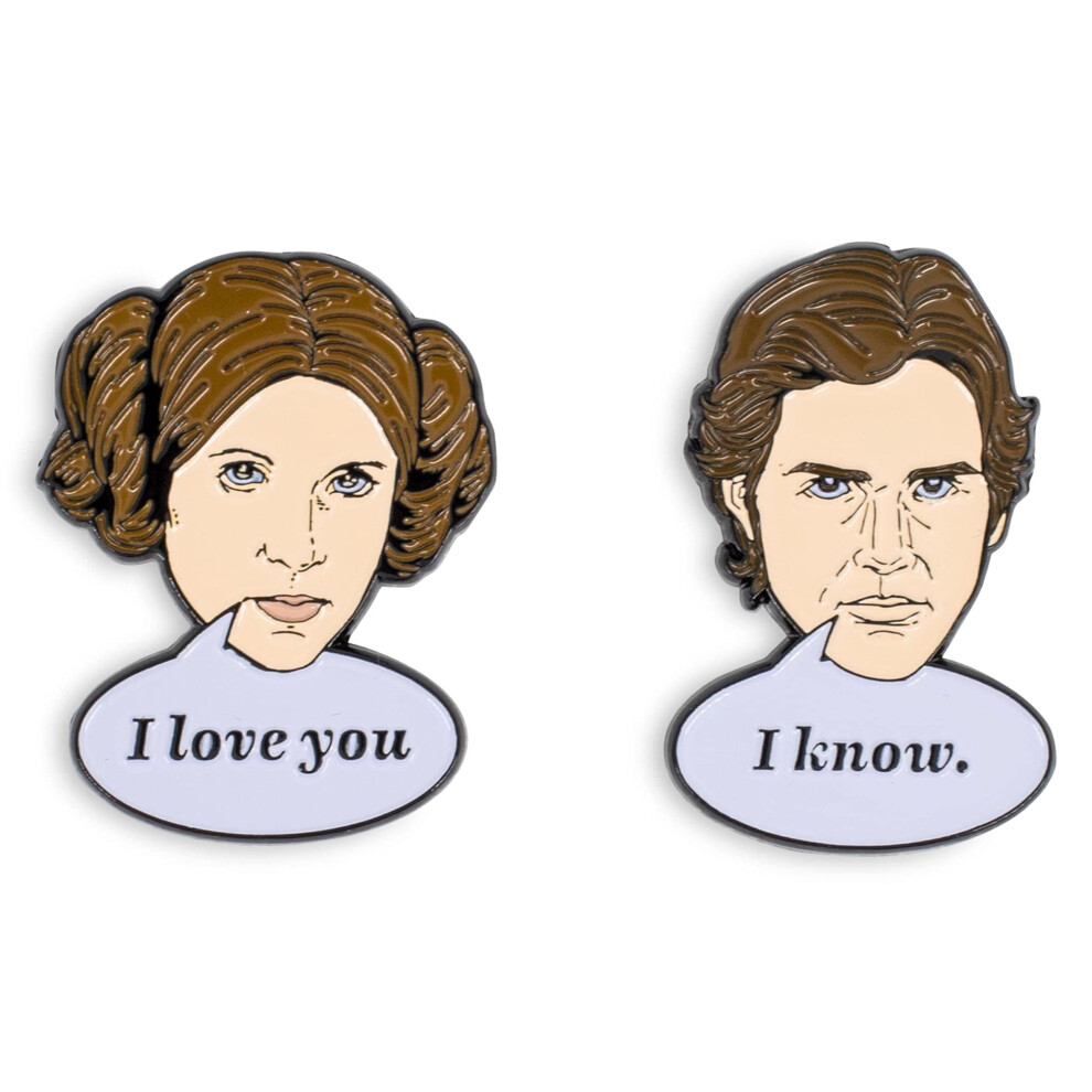 Star Wars Han Solo & Princess Leia Enamel collector Pins Featuring TheI Love You, I Know Scene Set of 2 Pins