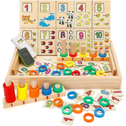 Math Wooden Toy Learning Box For Children 3 4 5 Years Old