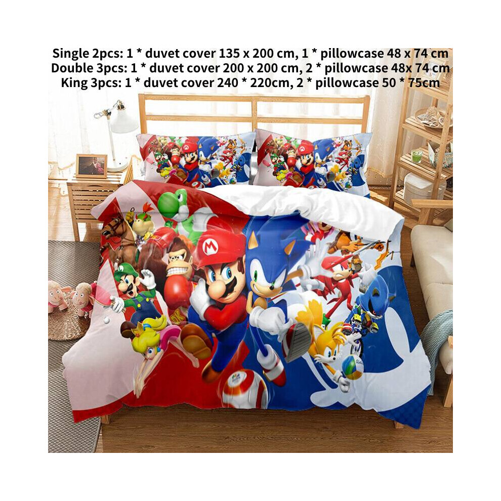 (Single) Single Bedding Mario Double King Duvet Cover Cartoon Printed Kids
