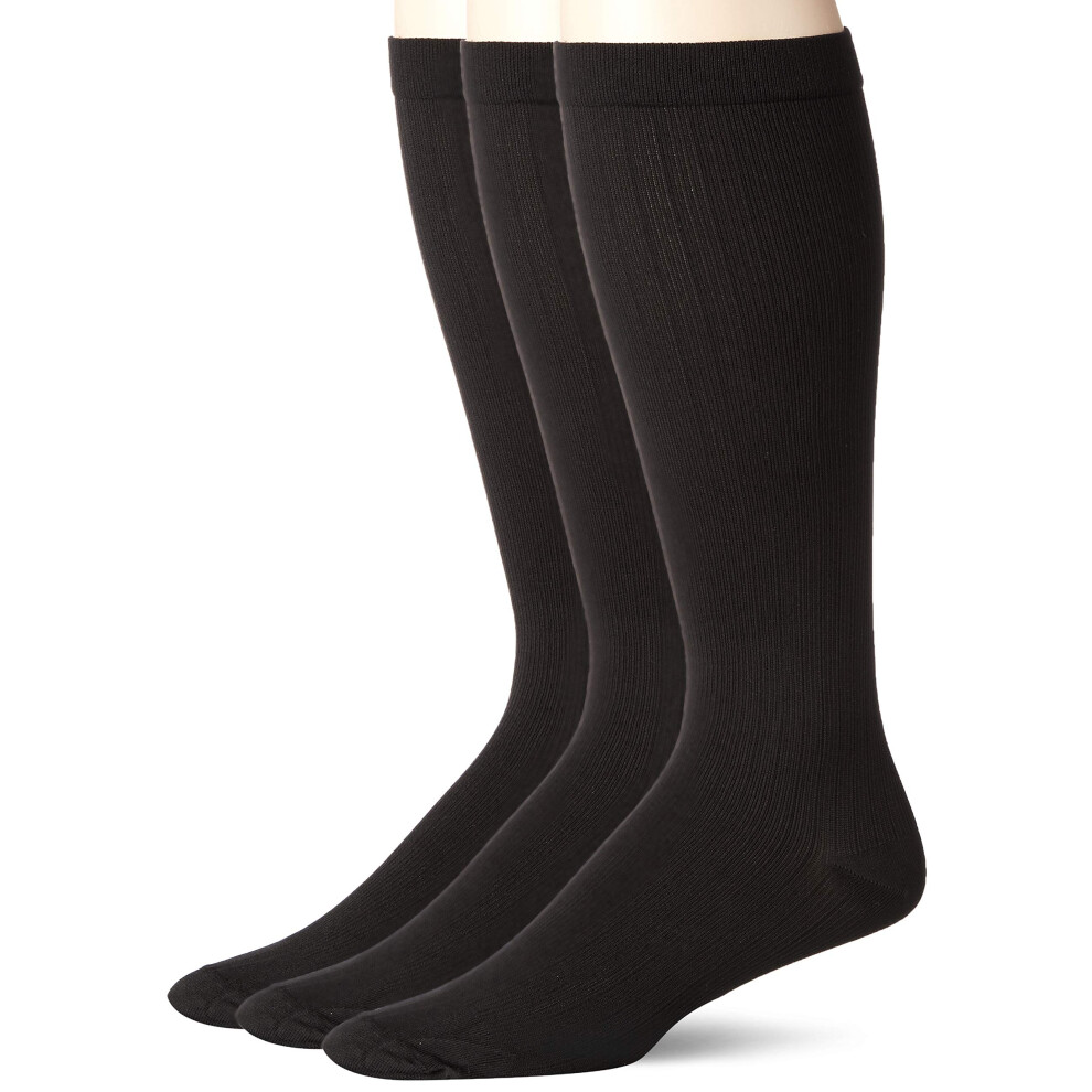 Dr. Scholls Mens graduated compression Over the calf - 2 & 3 Pair Packs Sock, Black, 6.5-12 US