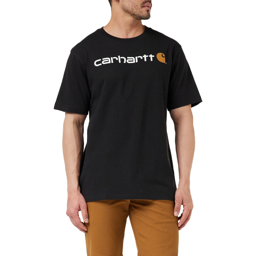 carhartt Mens Loose Fit Heavyweight Short-Sleeve Logo graphic T-Shirt, Black