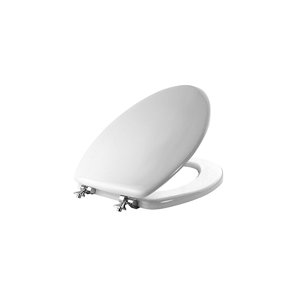 Mayfair 1844Cp 000 Toilet Seat With Chrome Hinges Will Never Come Loose, Elongate White 756655747523