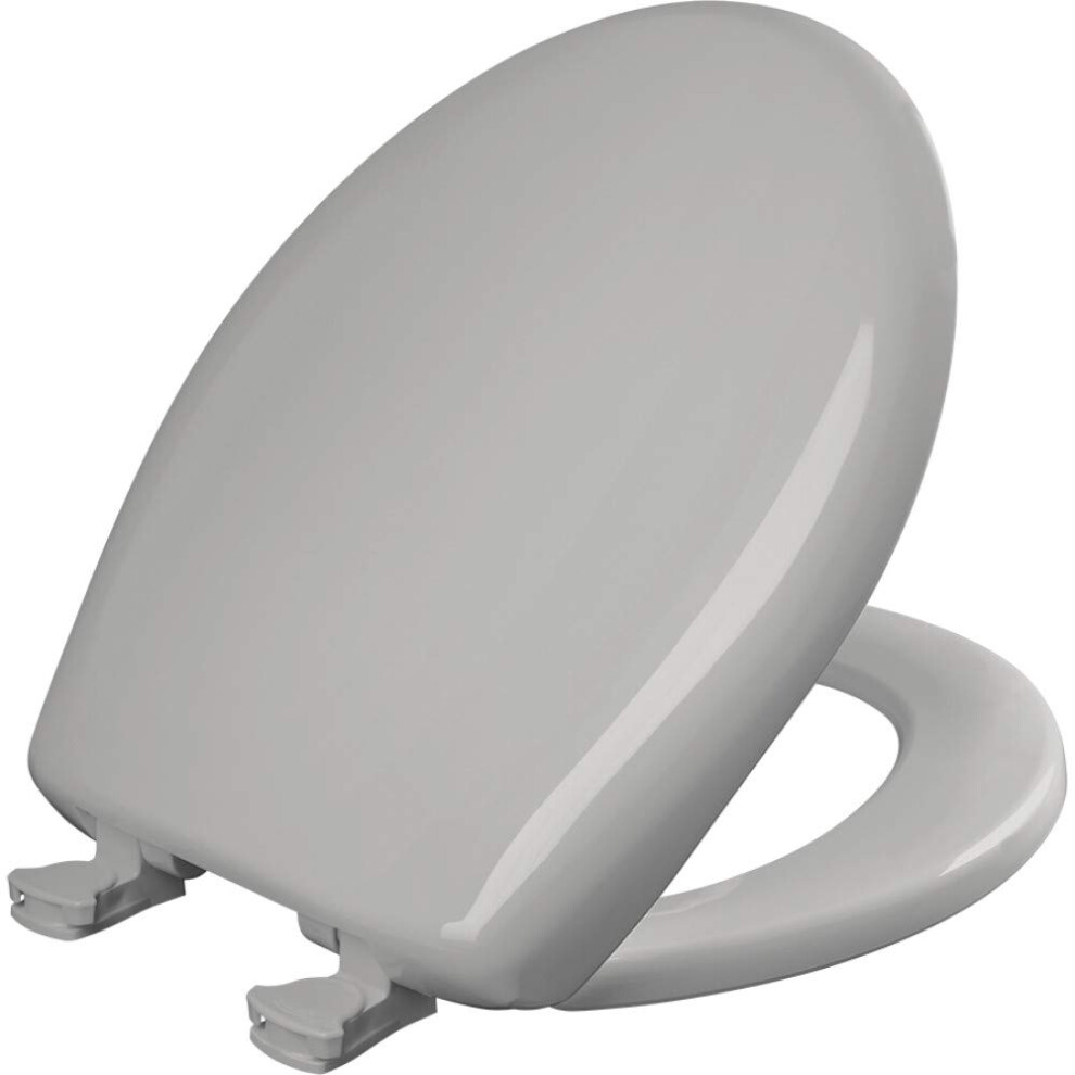 Bemis 200SLOWT 162 Toilet Seat will Slow close, Never Loosen and Easily Remove, ROUND, Plastic, Silver