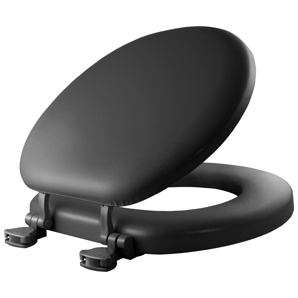 Mayfair 815Ec 047 Removable Soft Toilet Seat that will Never Loosen ROUND - Premium Hinge Black