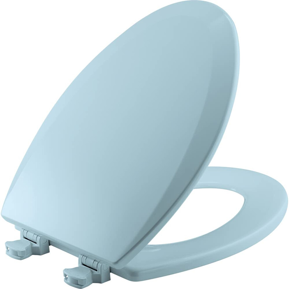 Bemis 1500Ec 464 Toilet Seat With Easy Clean & Change Hinges, Elongated, Durable Enameled Wood, Dresden Blue