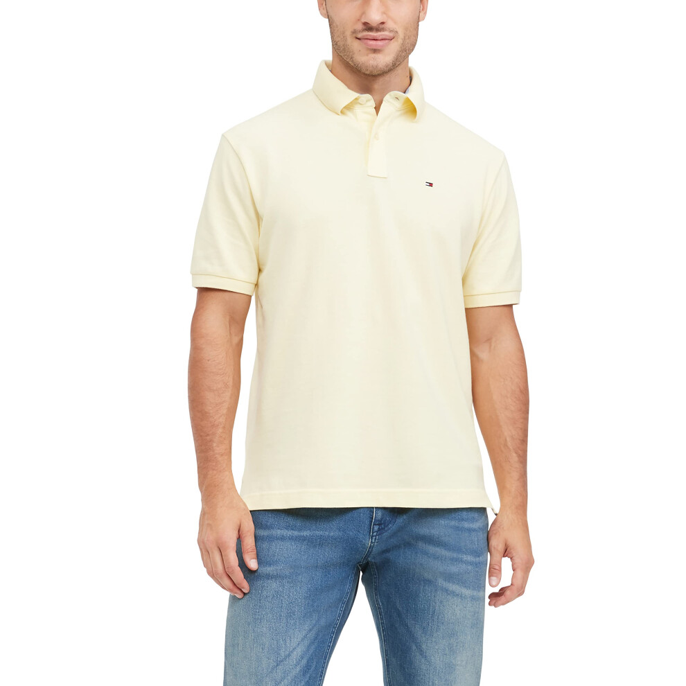 Tommy Hilfiger mens Short Sleeve in classic Fit Polo Shirt, Wax Yellow, Large US