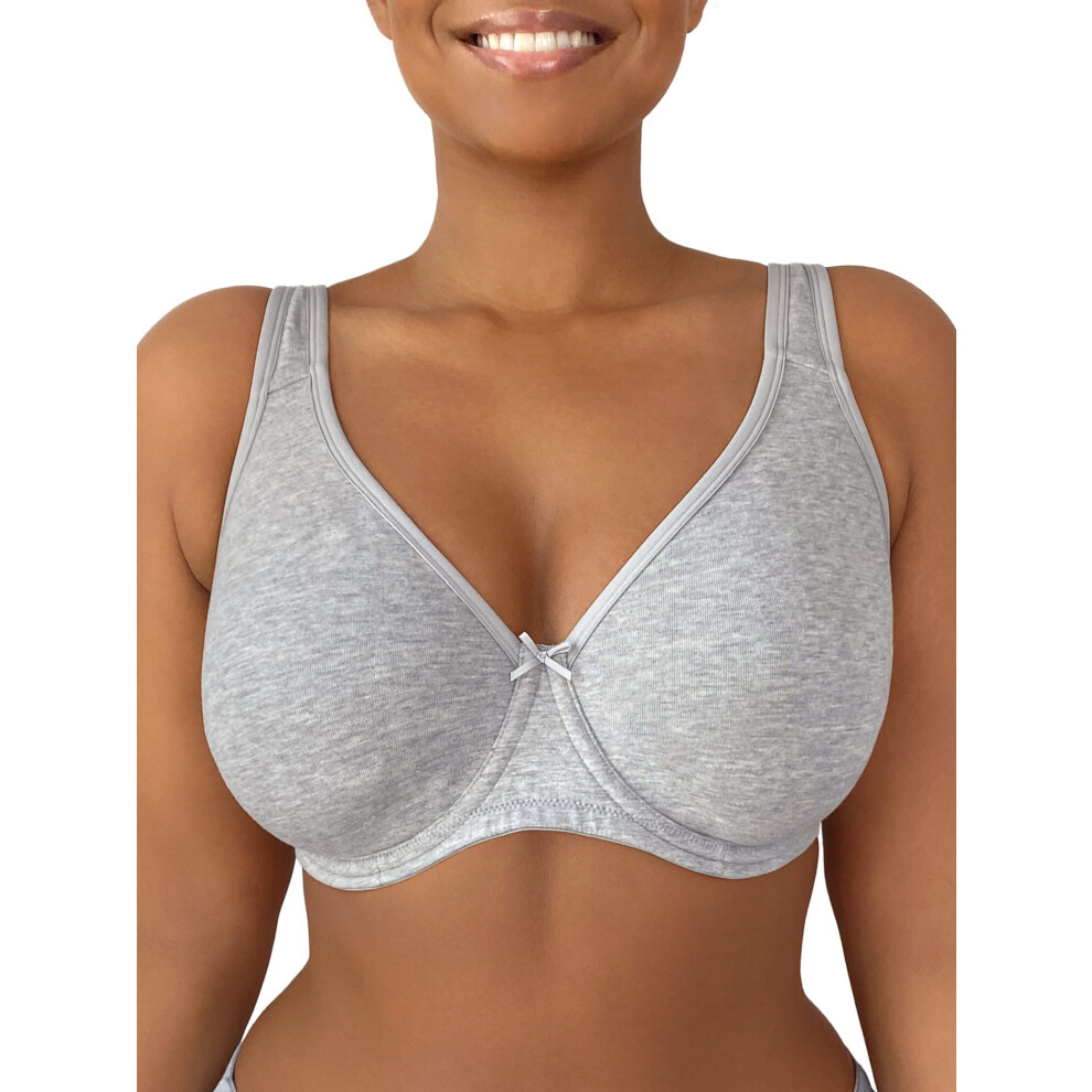 Fruit of the Loom Womens Plus-Size cotton Unlined Underwire Bra, Heather grey, 46c