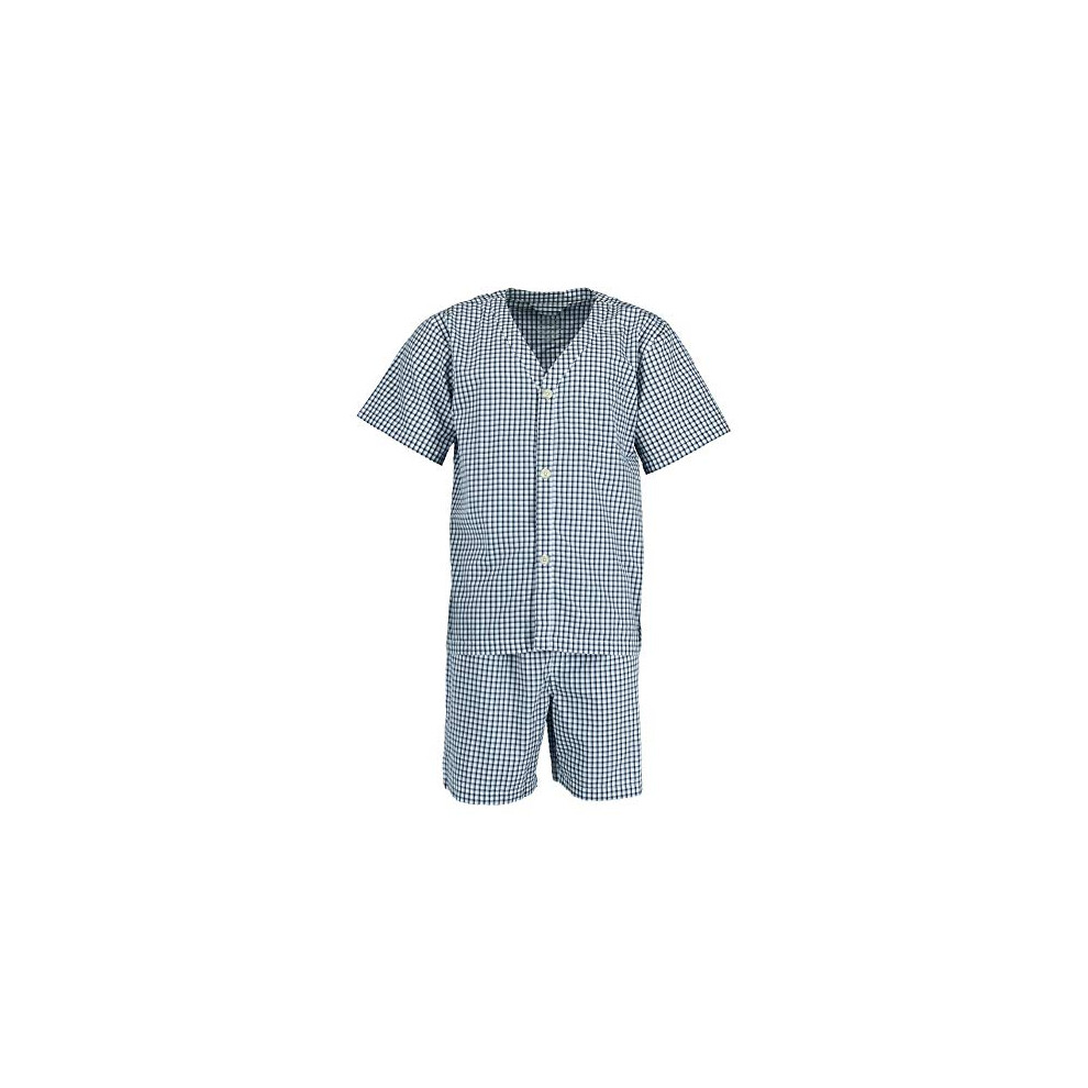 Fruit of the Loom Mens Broadcloth Short Sleeve Pajama Set, NavyWhite check, 5X