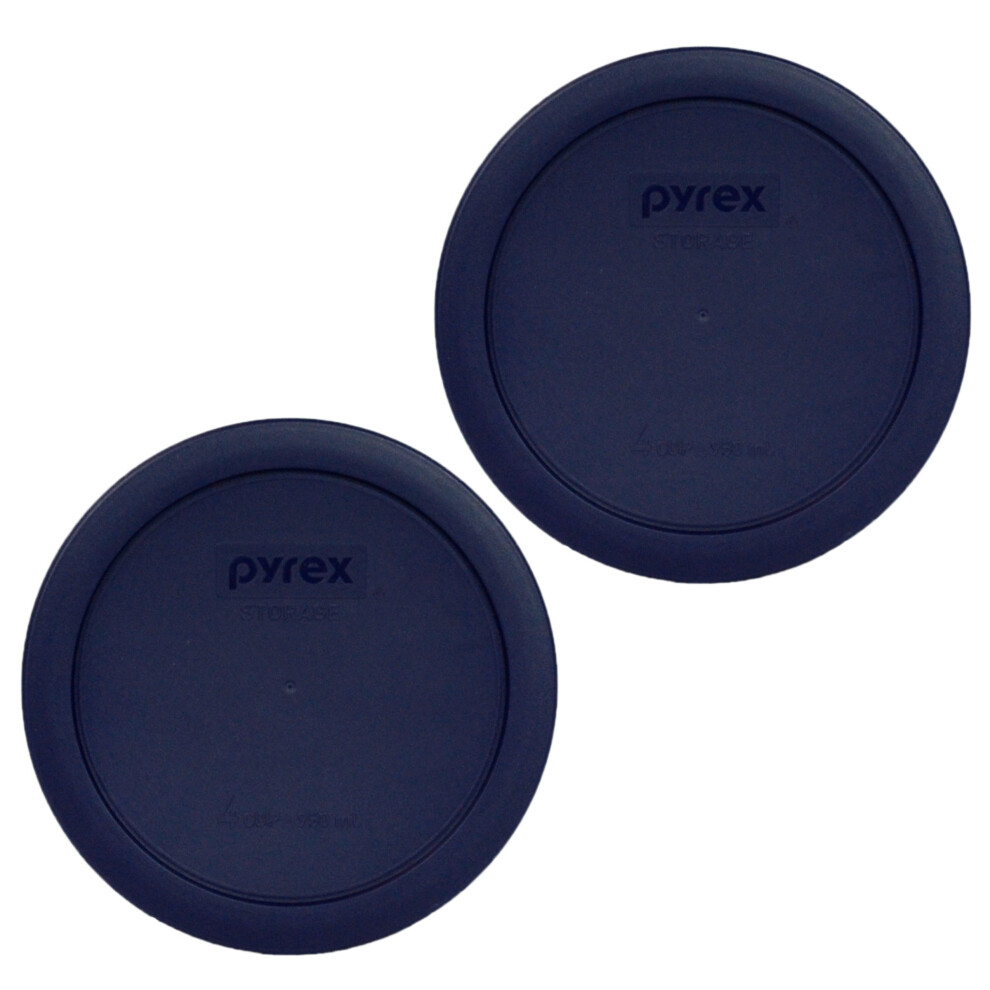 Pyrex 4 cup Round Plastic cover Navy Blue (2 Pack)