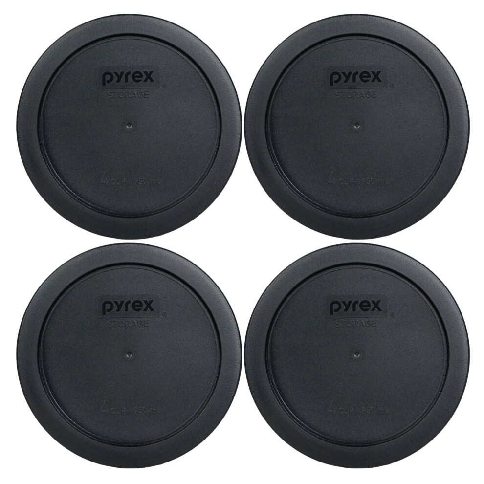 Pyrex 7201-Pc 4 cup Round Storage cover for glass Bowls (4, Black) (FBA_7201-Pc)