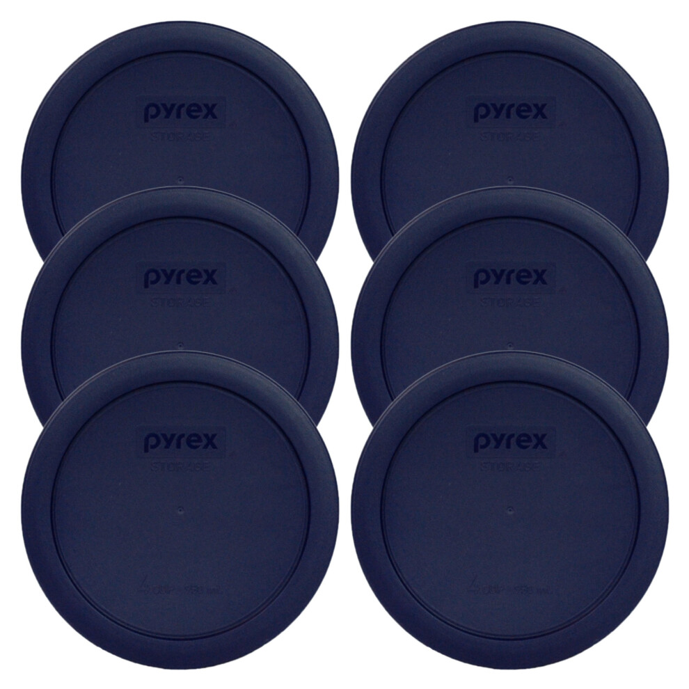 Pyrex Blue 4 Cup Round Plastic Cover - 6-Pack