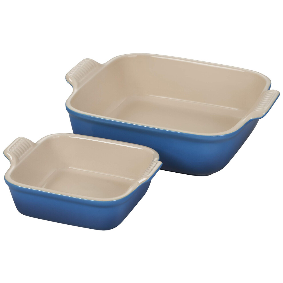 Le creuset Stoneware Heritage Set of 2 Square Dishes , Small - 18 oz & Medium - 2 qt, Marseille