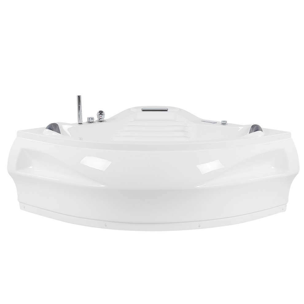 Hot Tub Corner Bath with LED and Bluetooth Speaker 2100 x 1450 mm White MONACO