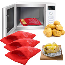 Mikrovågsugn Potatisväska, 3 Pack Återanvändbar Snabb Mikrovågsugn Potatiskockare