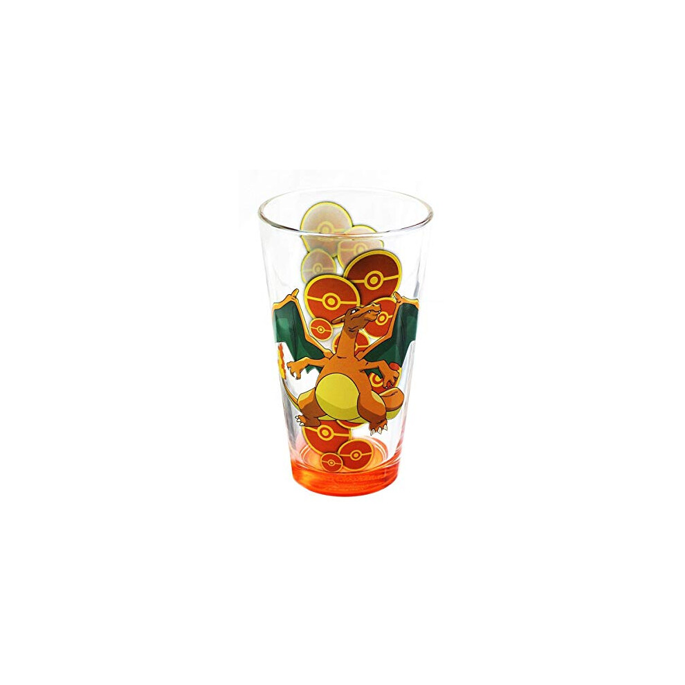 Pokemon Charizard 12 Oz Pint Glass w/Pokeballs