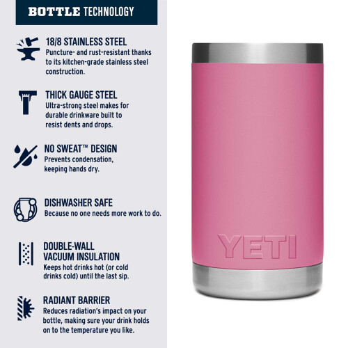 YETI Rambler Jr. 12 oz Μπουκάλι Παιδιών, με Καπάκι Στραγγίσματος, Ροζ Λιμάνι 1