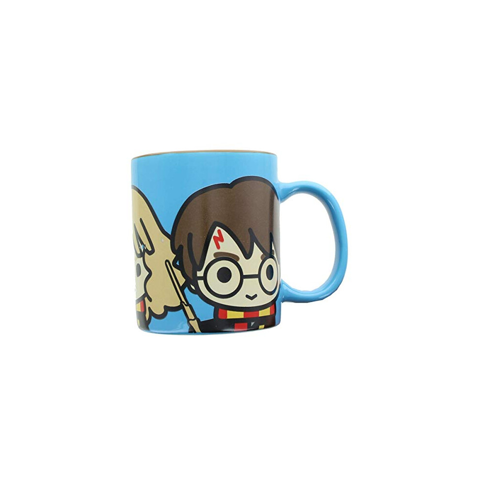Photos - Mug / Cup Harry Potter Coffee Mug, 11 oz - Blue with Harry, Hermione and Ron Chibi Design - Gift for Kids and Adults - Ceramic