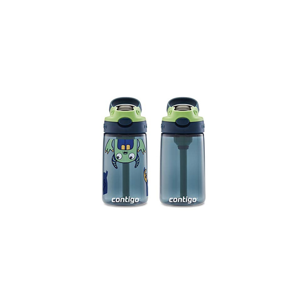 Contigo Kids Water Bottle With Redesigned AUTOSPOUT Straw, 14 oz., Monsters, 2-Pack