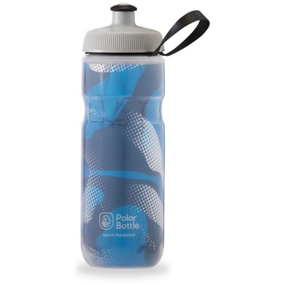 Polar Bottle Sport Insulated Water Bottle - BPA-Free, Sport & Bike Squeeze Bottle with Handle (Contender - Blue & Silver, 20 oz), Blue Contender