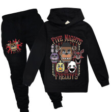 (Black, 11-12 Years) Kids Five Nights At Freddy's Tracksuit Set Long Sleeve Hoodies Hooded Sweatshirt Top Pants Fnaf Casual Outfits Activewear Gift