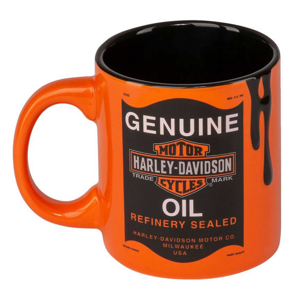 Harley-Davidson Oil can Bar & Shield Logo 18 oz ceramic coffee Mug - Orange