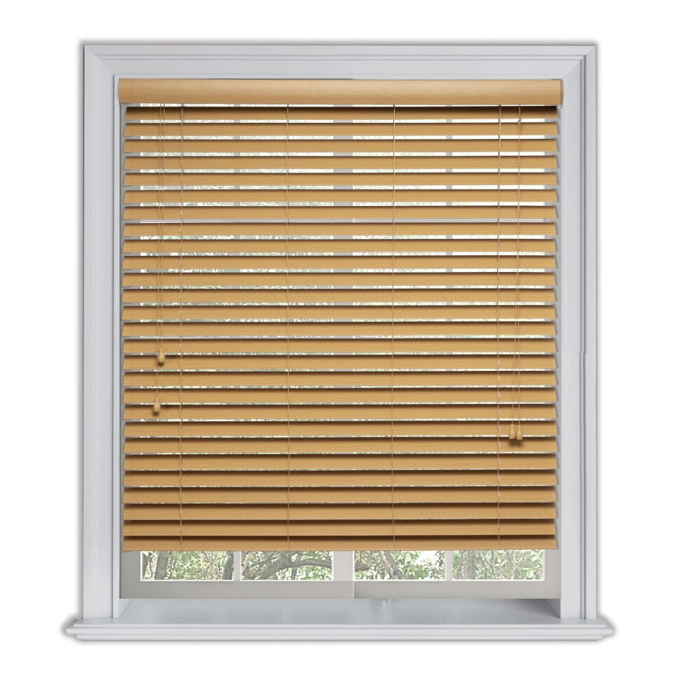 (180 cm Width x 120 cm Drop, Oak) Lister Cartwright 50mm Woodgrain Fauxwood Venetian Roller Blinds Windows Blind Easy Fit Child Safety Included