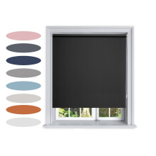 (200 cm Width x 160 cm Drop, Black) Lister Cartwright Blackout Plain Roller Blinds Windows Blind Easy Fit Child Safety Included