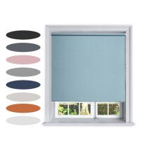 (60 cm Width x 160 cm Drop, Blue) Lister Cartwright Blackout Plain Roller Blinds Windows Blind Easy Fit Child Safety Included