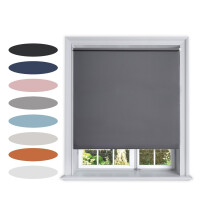 (180 cm Width x 160 cm Drop, Dark Grey) Lister Cartwright Blackout Plain Roller Blinds Windows Blind Easy Fit Child Safety Included