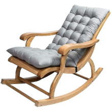 Long Folding Recliner Rocking Chair Cushion - Gray Plush Cotton Pad, Anti-Slip, Washable, 1.2m, Fits Most Sun Loungers