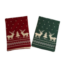 (Green) Christmas Scarf - Unisex Winter Knitted Scarf - Reindeer Christmas Theme Scarves