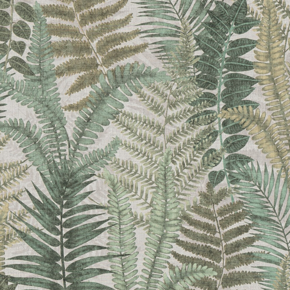 (Beige/Brown/Cream/Green) Famous Garden Fern Leaves Vinyl Wallpaper As Creation 4051315607961