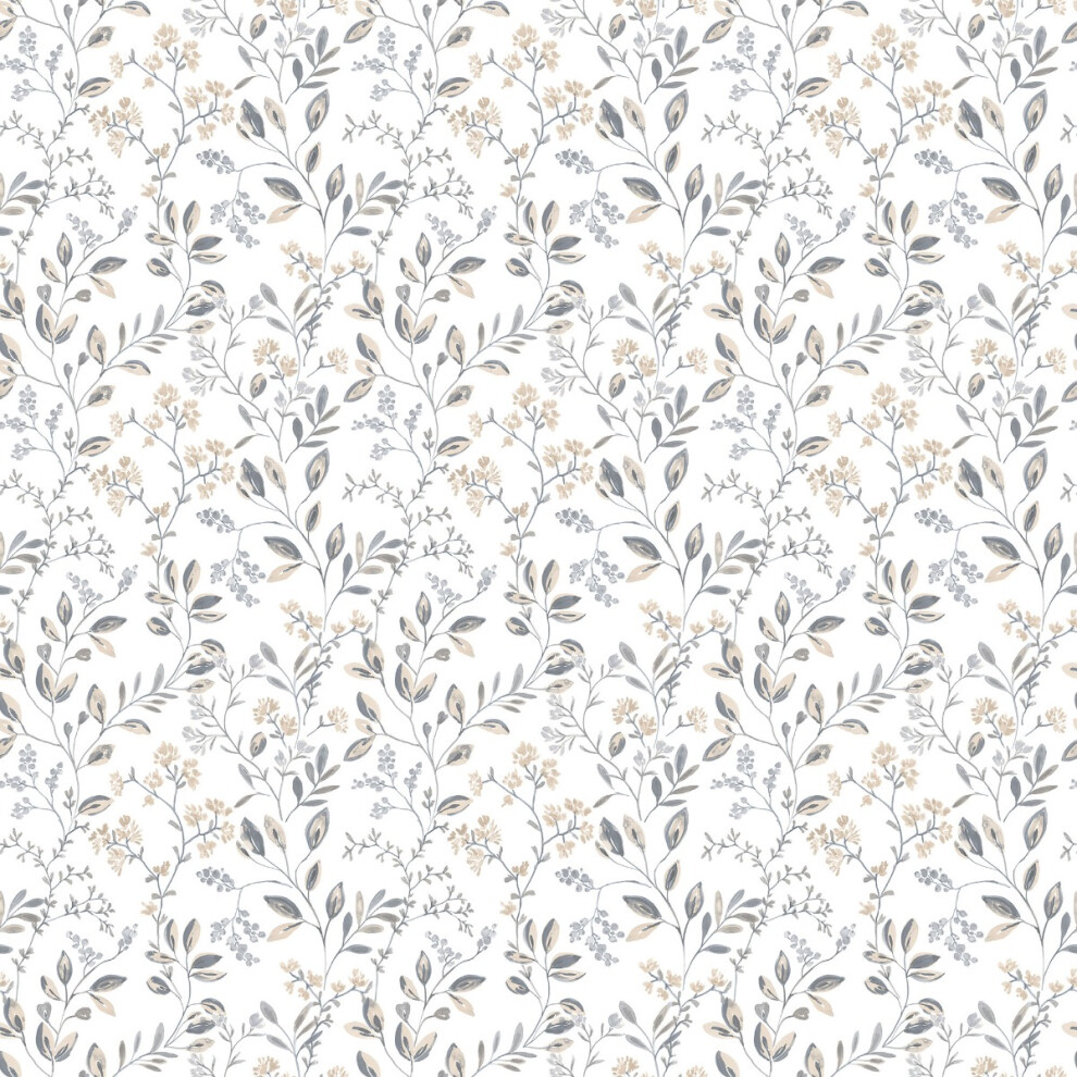 (Grey Beige) Just Kitchens Spring Leaf Trail Wallpaper Galerie 5055430054548