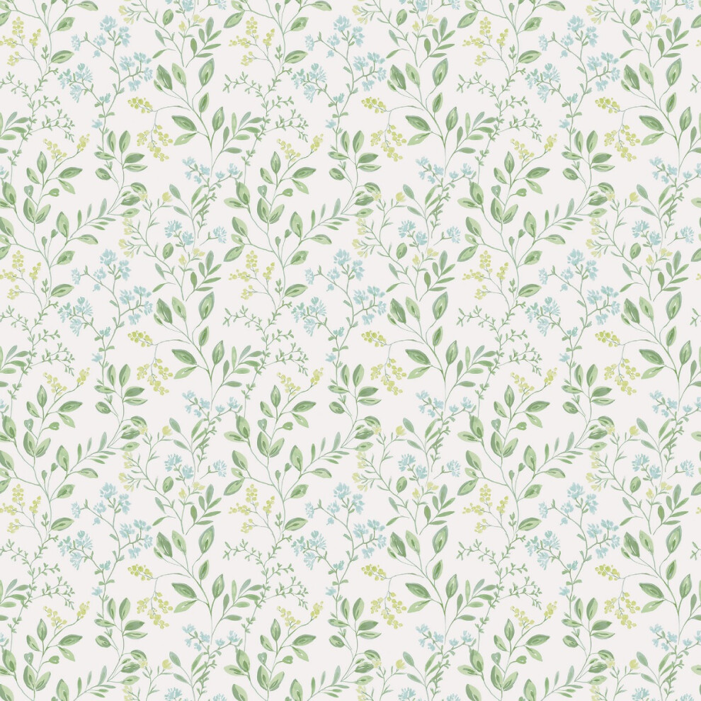 (Green Blue) Just Kitchens Spring Leaf Trail Wallpaper Galerie 5055430054579